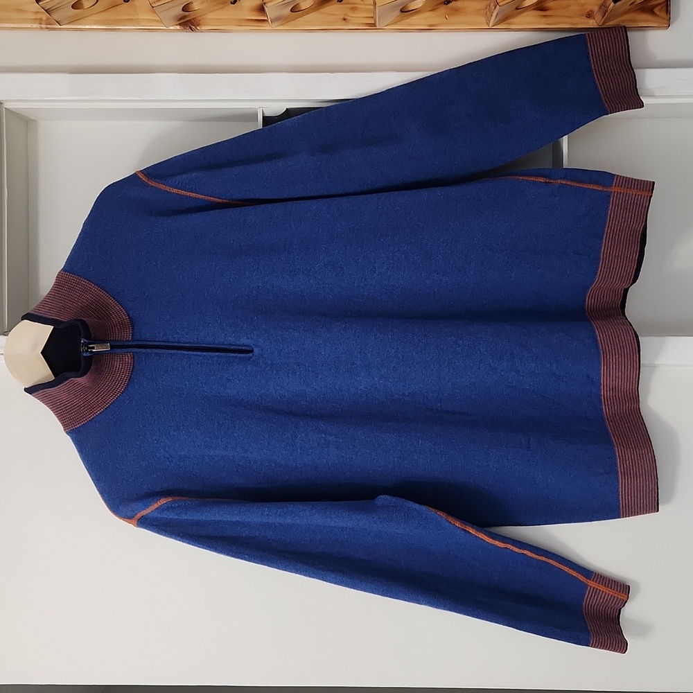 Codice Cashmere Wool Blend 1/4 Zip Pullover Italy Designer Sweater Sz XL (54)
